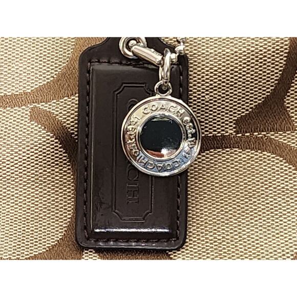 Coach F19046 Authentic Brown & Tan Signature C Stripe Shoulder Tote Purse Bag - Picture 3 of 8